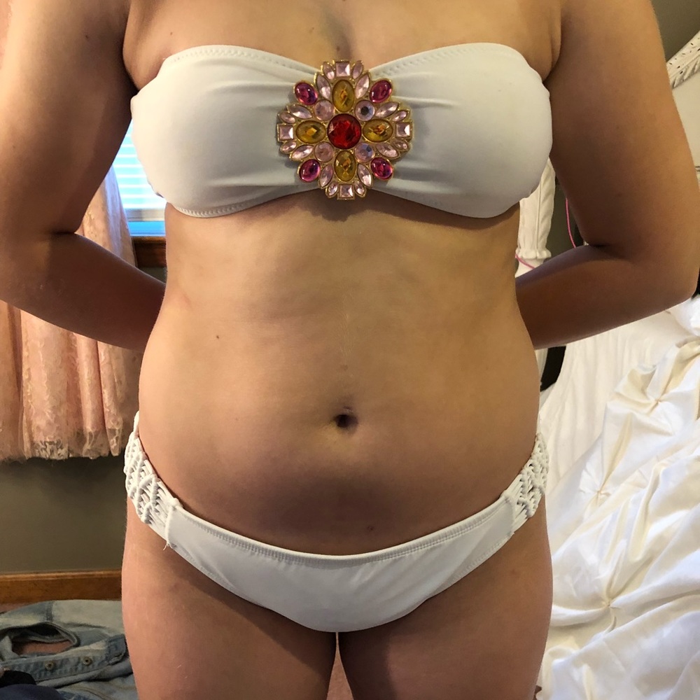 White bikini with jeweled top